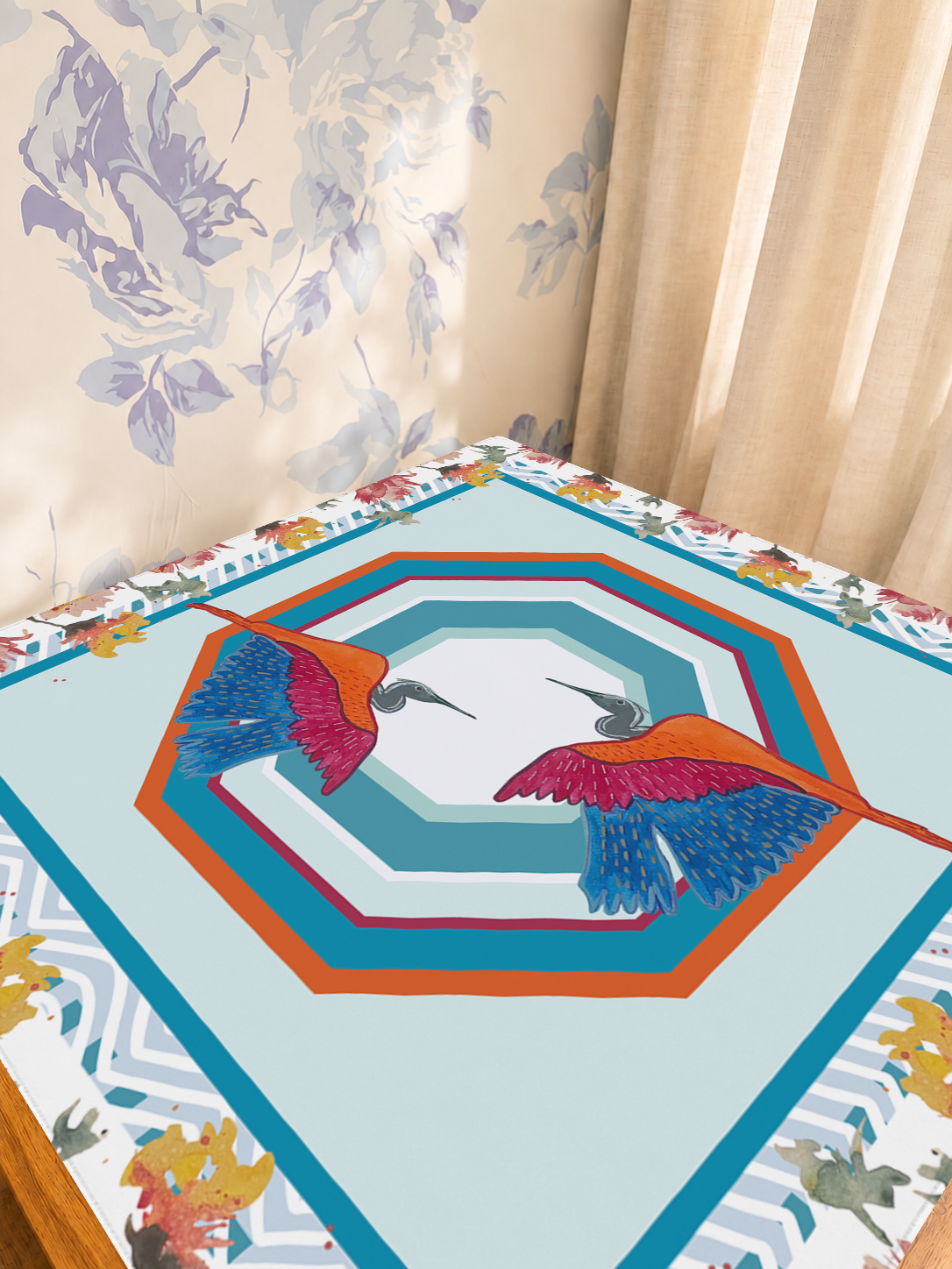 Heron Say Never mahjong mat — Sunlit Detail