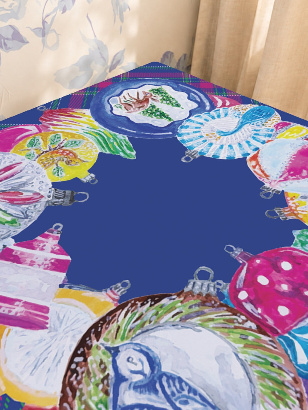 Holiday Bazaar Mahjong Mat — Sunlit Close-up [sunlit-closeup-square]