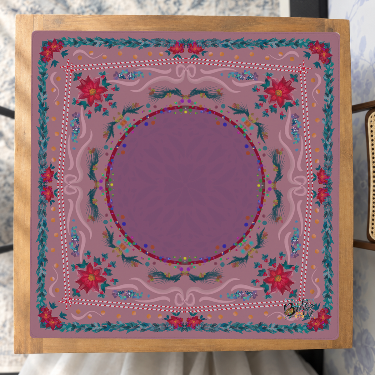 Holly Jolly Tiles mahjong mat — Studio Overhead