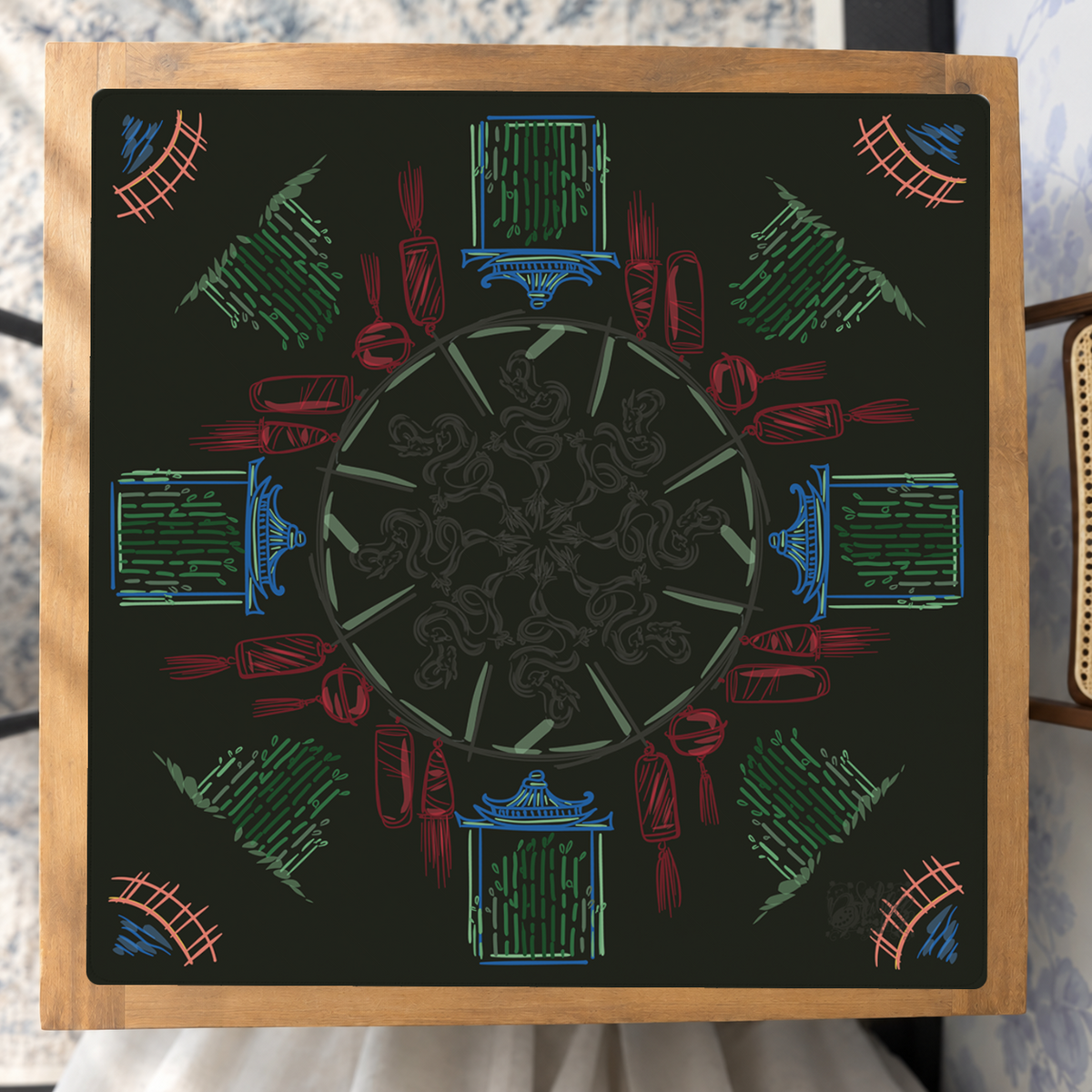 House of Red Lanterns mahjong mat — Studio Overhead