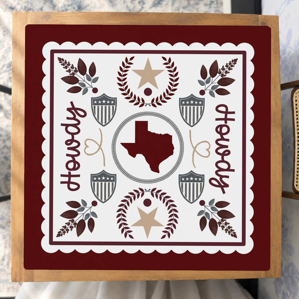 Howdy Y'all Texas Charm mahjong mat — Studio Overhead