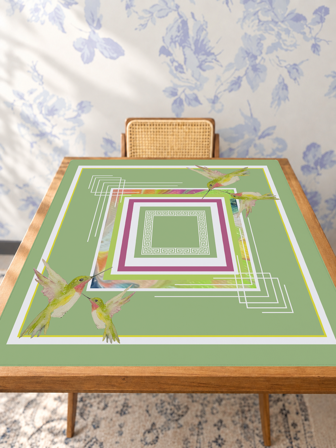 Hum Along Honey mahjong mat — Studio Table Angle