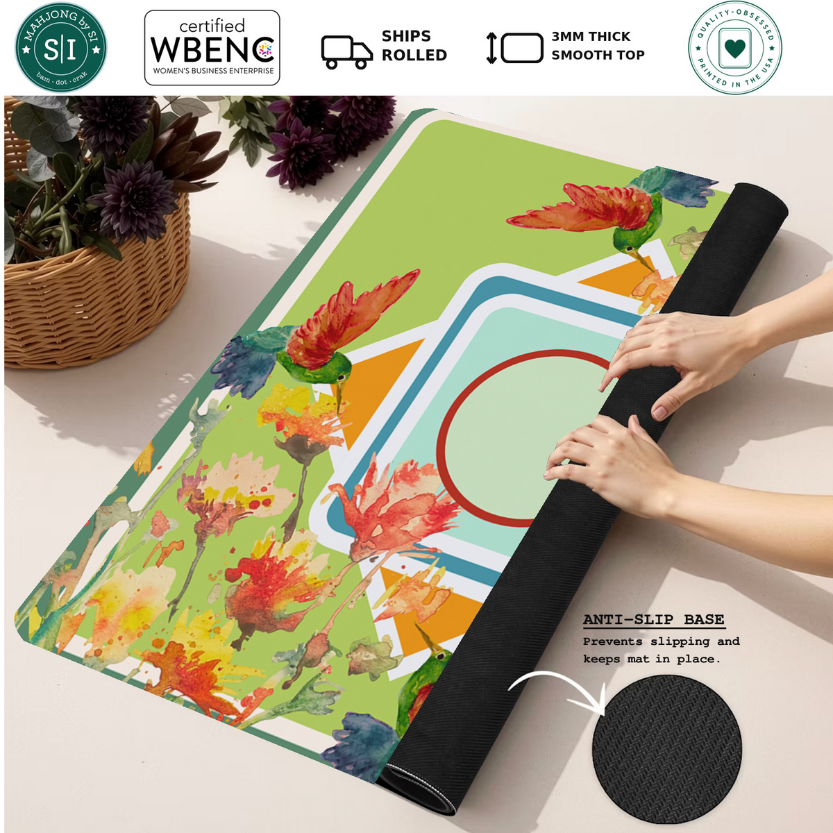 Hum Along the Way mahjong mat — Rolled Mat Feature Image