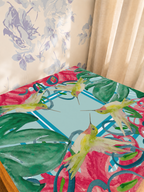 Hummingbird Haven mahjong mat — Sunlit Detail