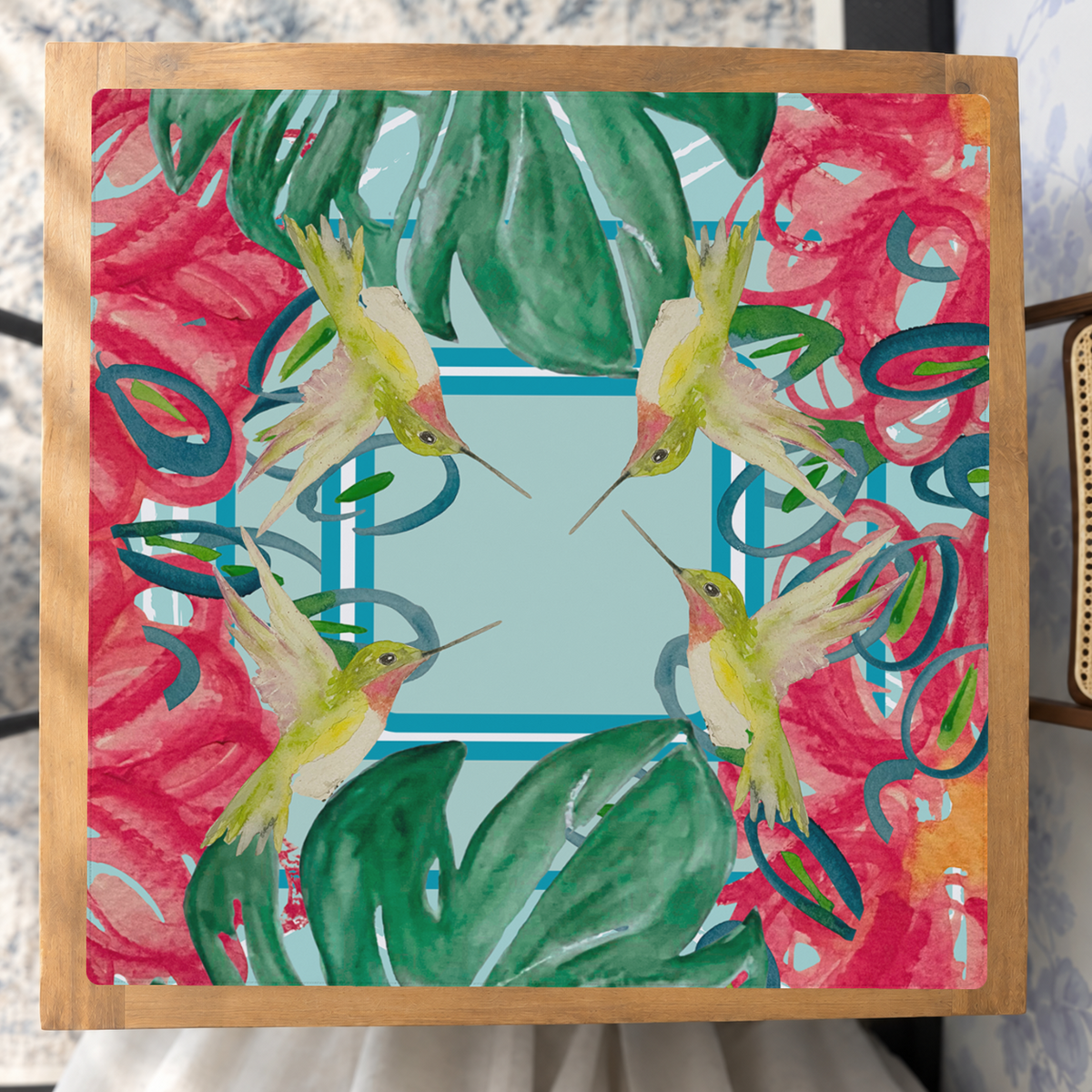 Hummingbird Haven mahjong mat — Studio Overhead
