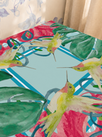 Hummingbird Haven mahjong mat — Sunlit Close-up