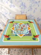 Hummingbird Hullabaloo mahjong mat — Studio Table Angle