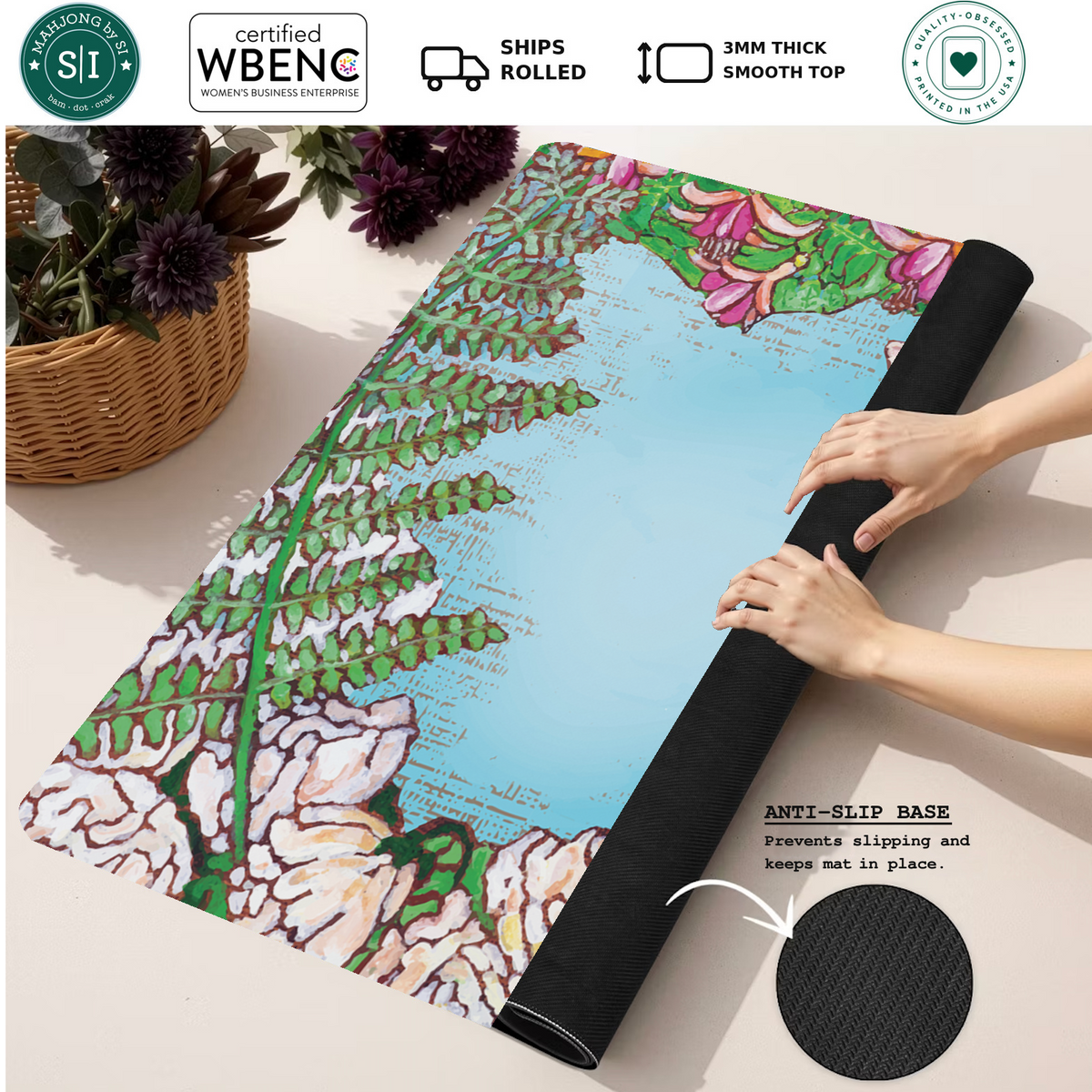 Hummingbird in Fuchsia mahjong mat — Rolled Mat Feature Image