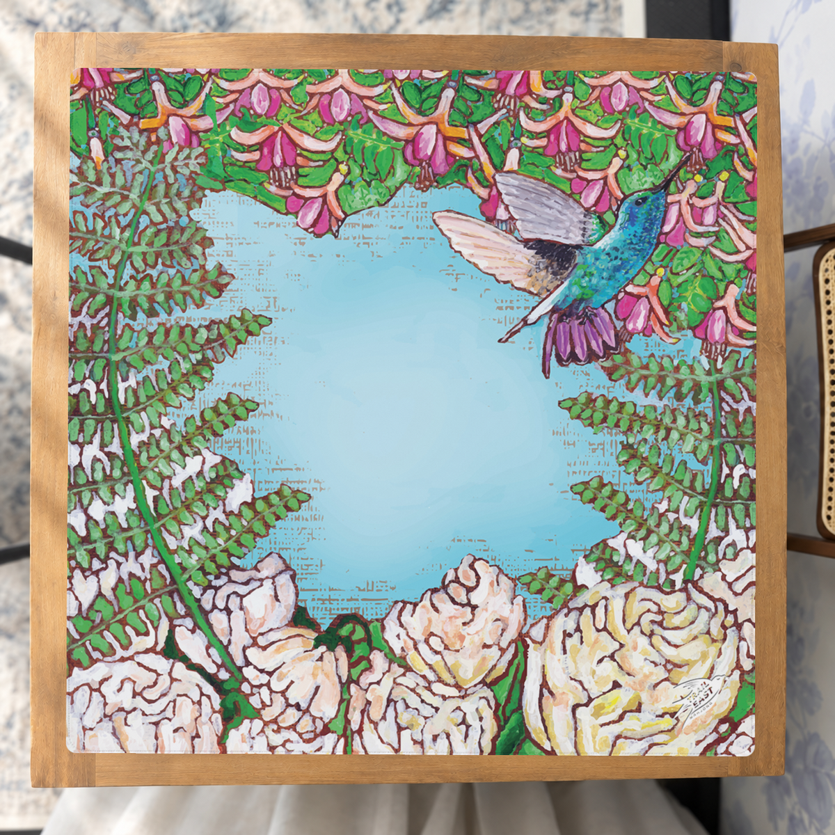 Hummingbird in Fuchsia mahjong mat — Studio Overhead