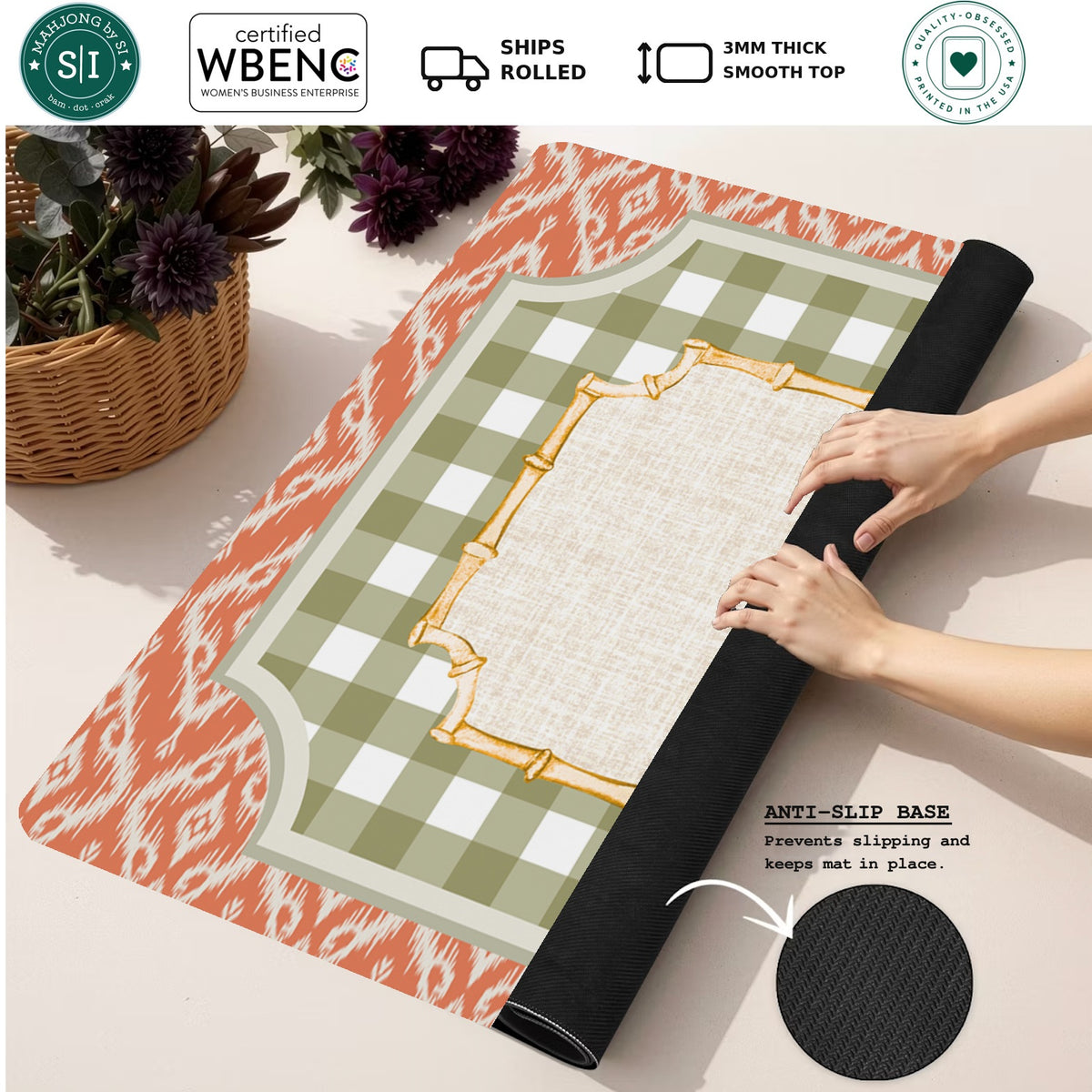 Mahjong by SI™ Ikat Society Mahjong Mat — Rolled Mat Feature Image [rolled-feature-square]