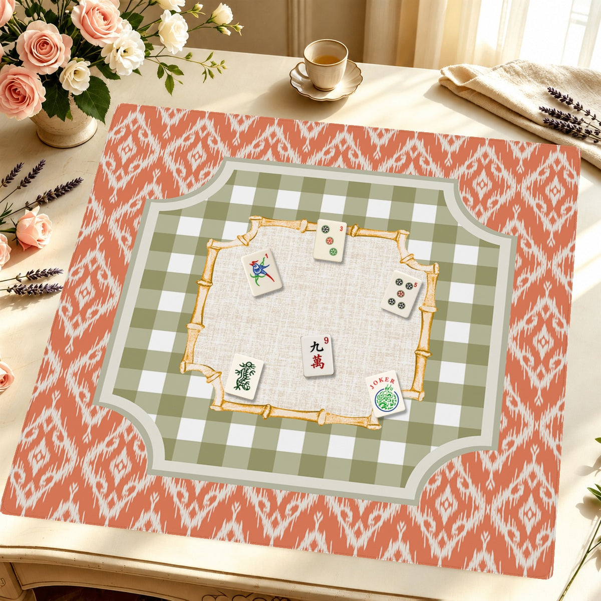 Mahjong by SI™ Ikat Society Mahjong Mat — Styled Tile Table [styled-tile-table-square]