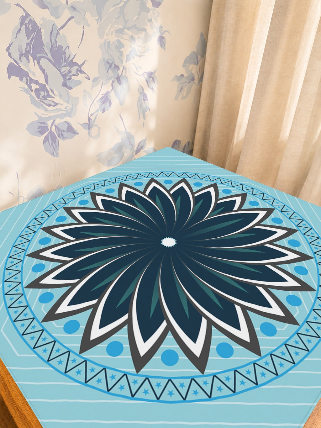Mahjong by SI™ Knowledge is Flower | Blue Mahjong Mat — Sunlit Detail [studio-detail-square]