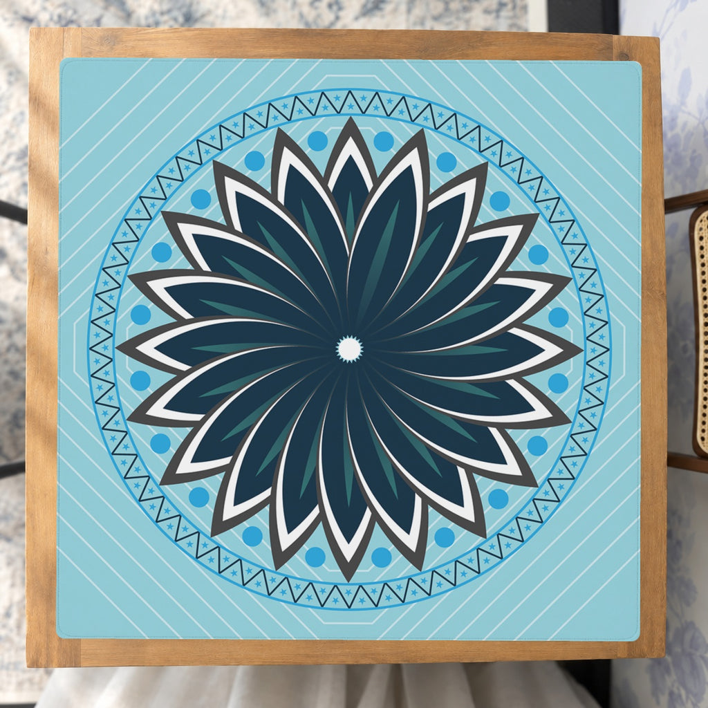Mahjong by SI™ Knowledge is Flower | Blue Mahjong Mat — Studio Overhead [studio-overhead-square]