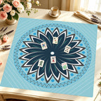 Mahjong by SI™ Knowledge is Flower | Blue Mahjong Mat — Styled Tile Table [styled-tile-table-square]