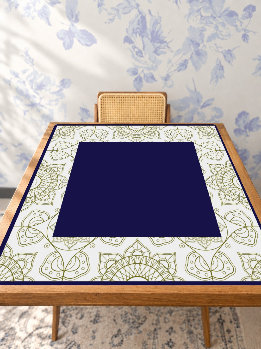 Mahjong by SI™ Line Dance | Blue Mahjong Mat — Studio Table Angle [studio-angle-square]