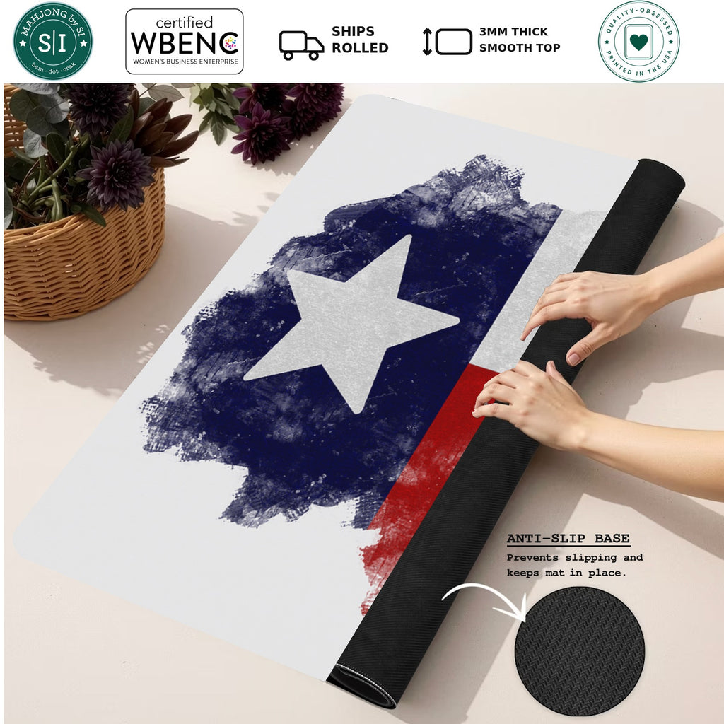 Mahjong by SI™ Lone Star Luxe Mahjong Mat — Rolled Mat Feature Image [rolled-feature-square]