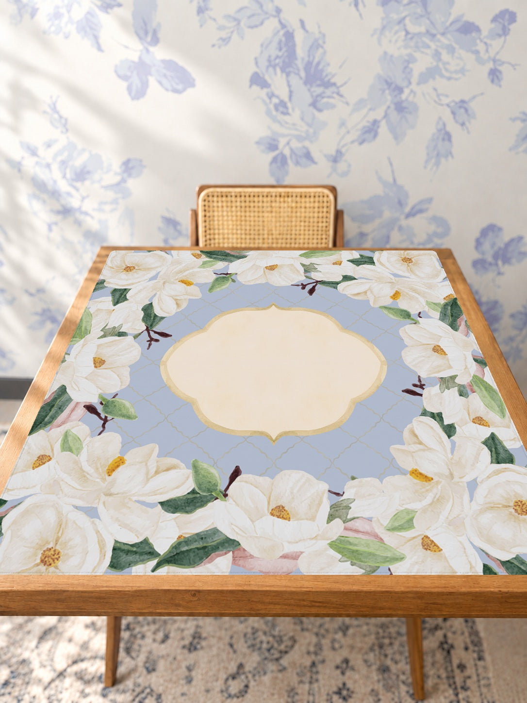 Mahjong by SI™ Magnolia House Mahjong Mat — Studio Table Angle [studio-angle-square]