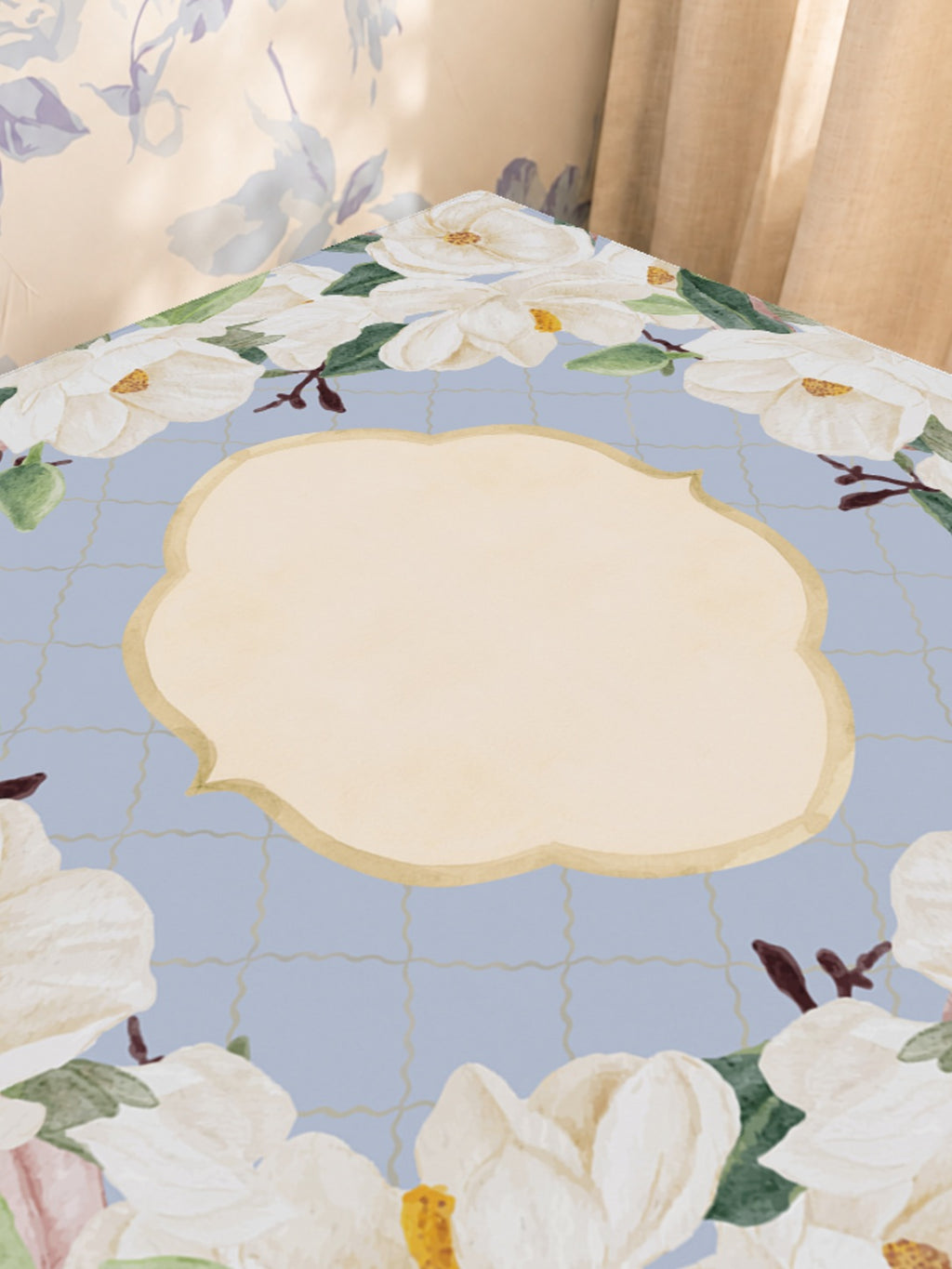 Mahjong by SI™ Magnolia House Mahjong Mat — Sunlit Close-up [sunlit-closeup-square]