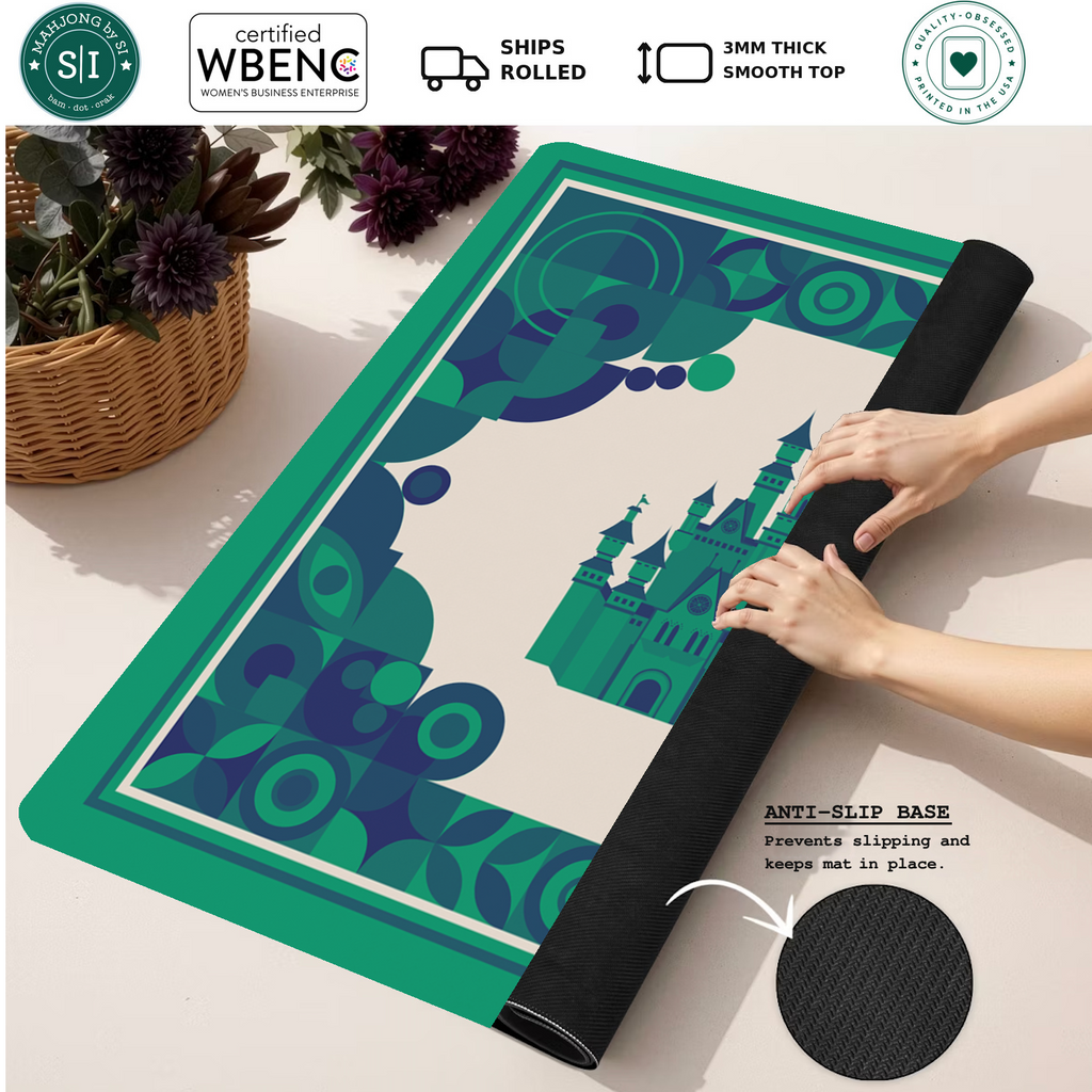 Castle in the Tiles mahjong mat — Rolled Mat Feature Image