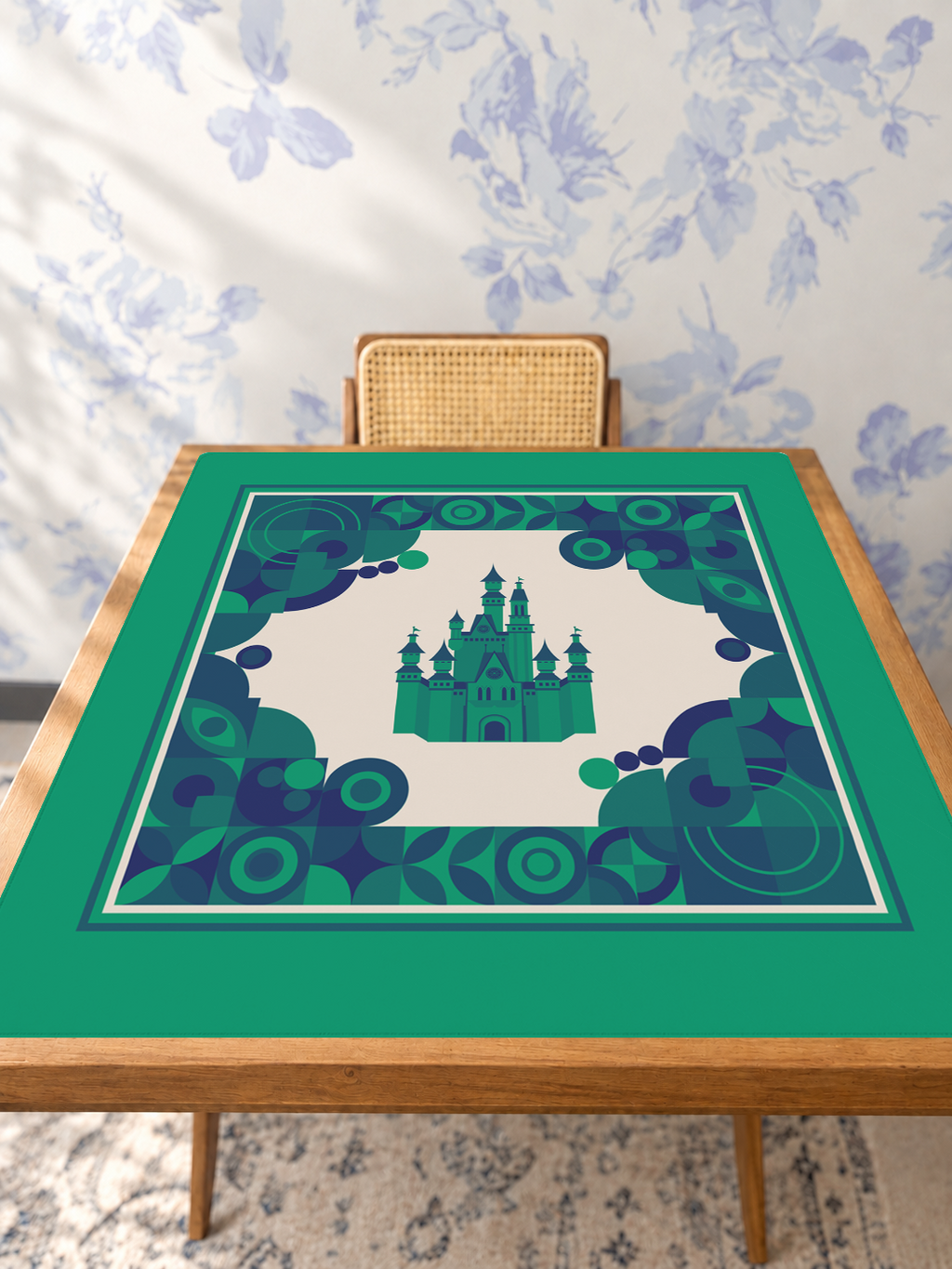 Castle in the Tiles mahjong mat — Studio Table Angle