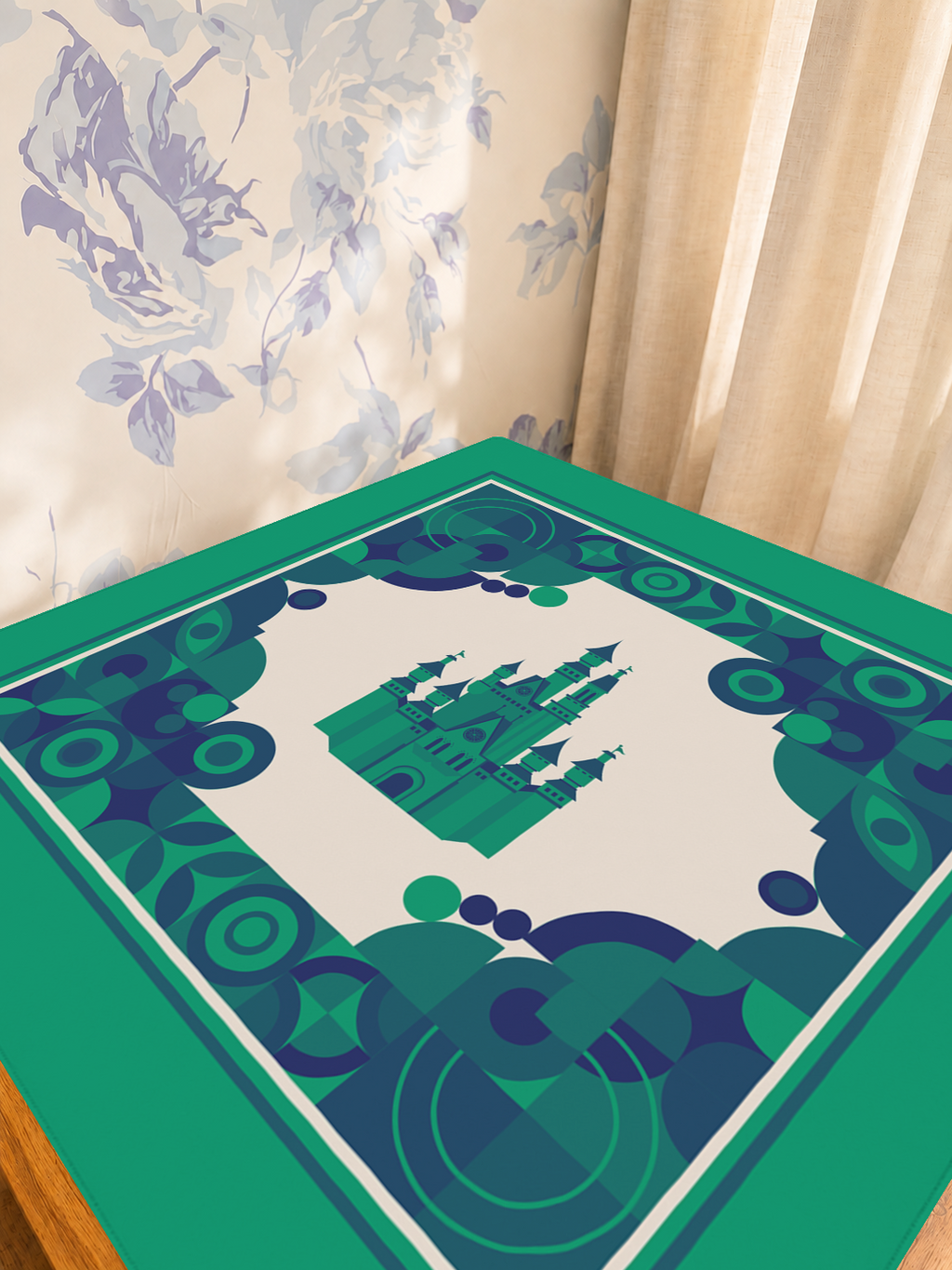 Castle in the Tiles mahjong mat — Sunlit Detail
