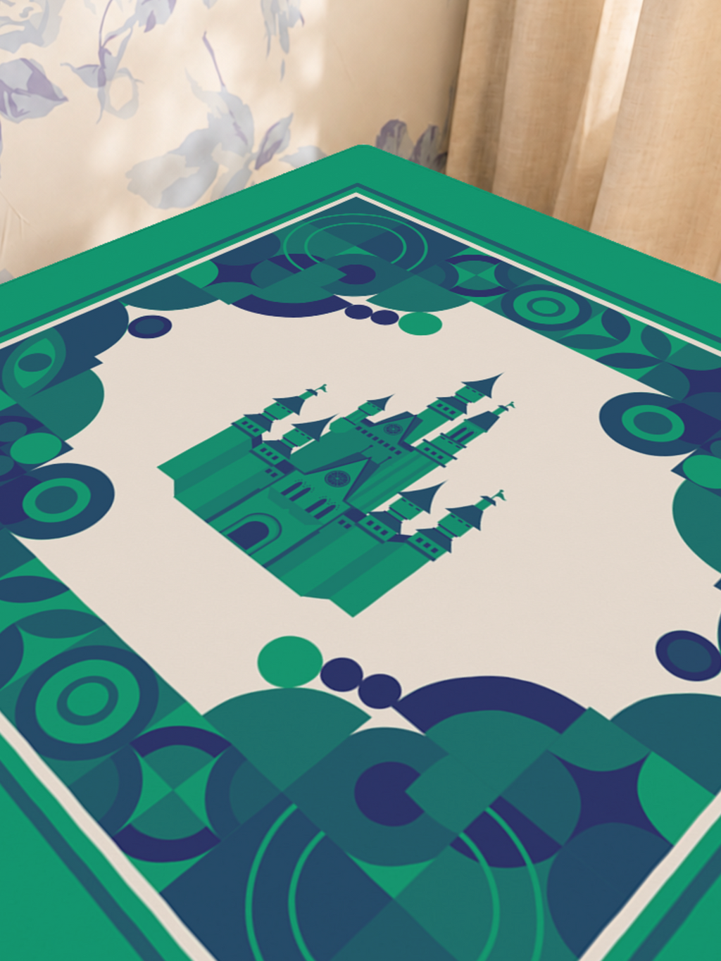 Castle in the Tiles mahjong mat — Sunlit Close-up