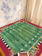 Crimson Kickoff mahjong mat — Sunlit Detail