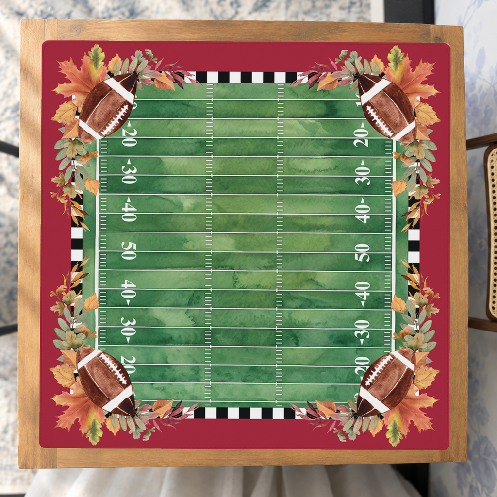 Crimson Kickoff mahjong mat — Studio Overhead