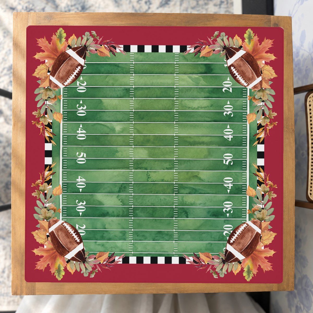 Crimson Kickoff mahjong mat — Studio Overhead