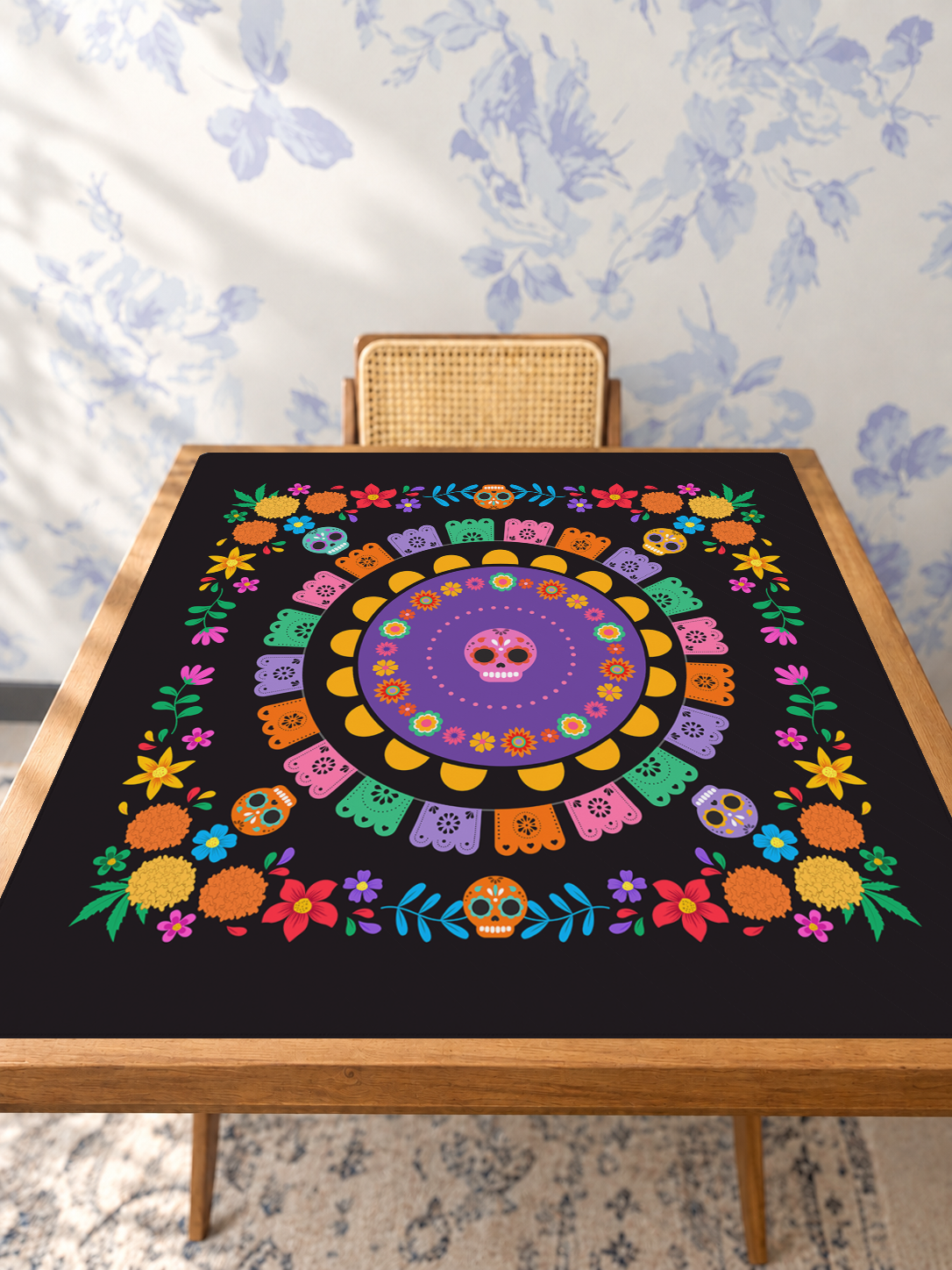 Día Darling mahjong mat — Studio Table Angle