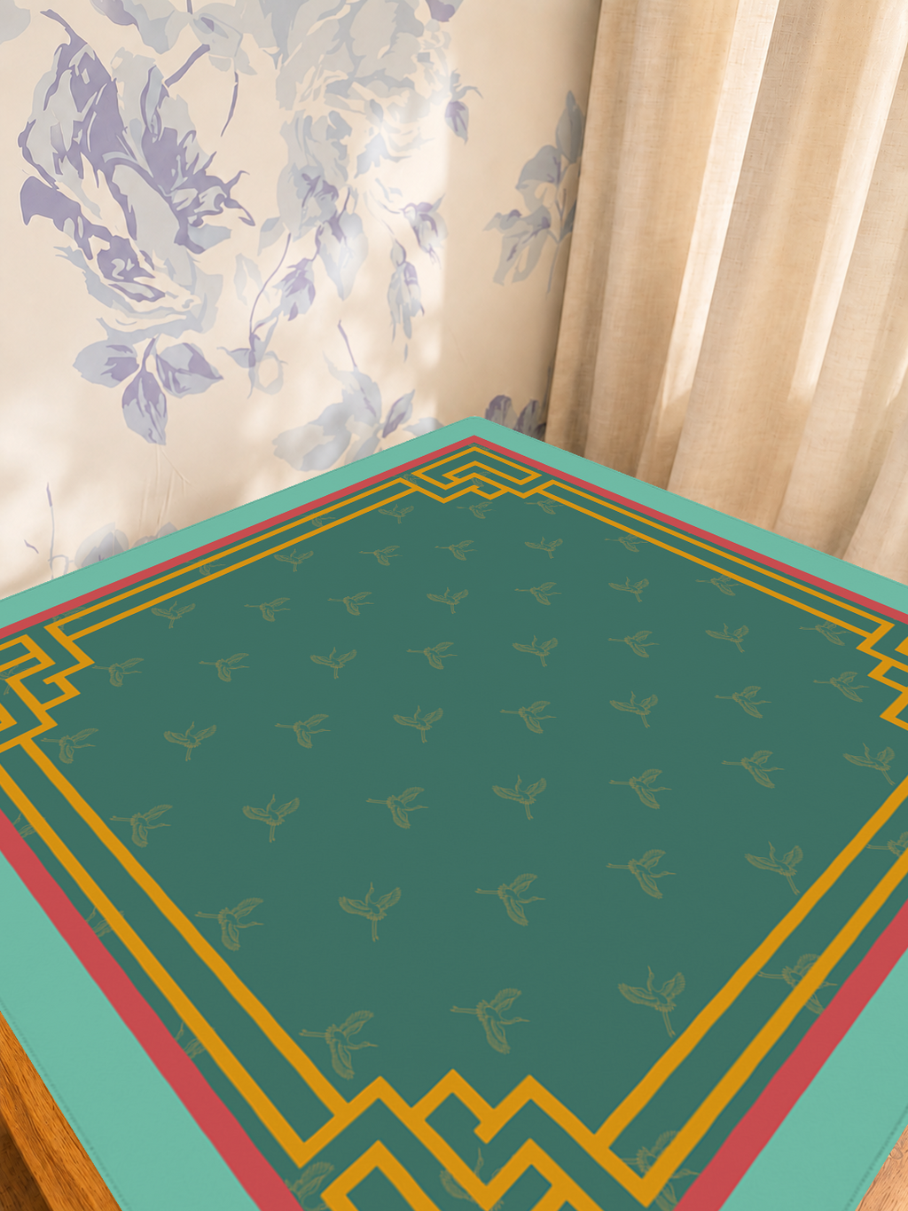 Flight of Fortune mahjong mat — Sunlit Detail