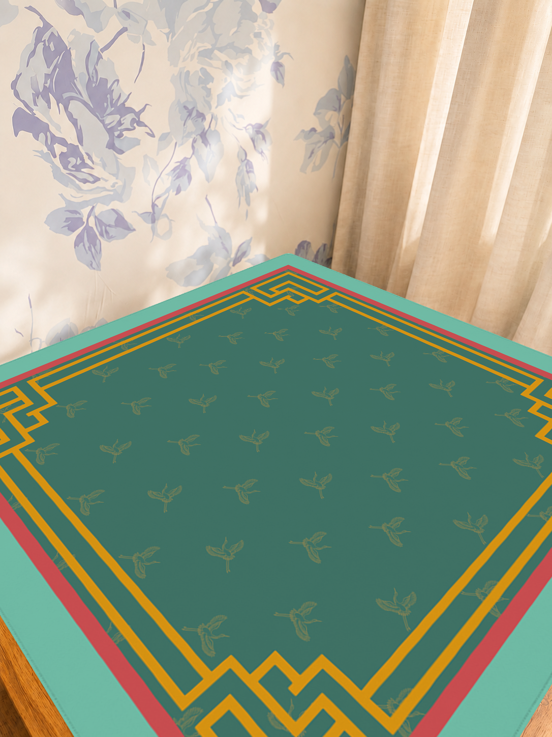 Flight of Fortune mahjong mat — Sunlit Detail