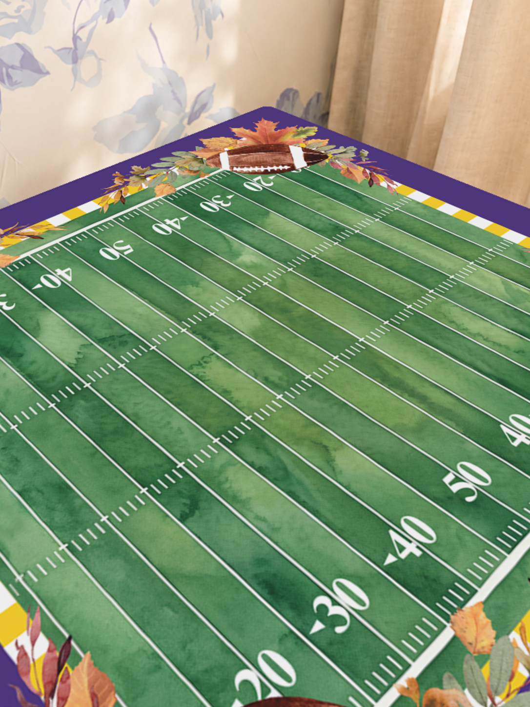 Geaux Wild mahjong mat — Sunlit Close-up