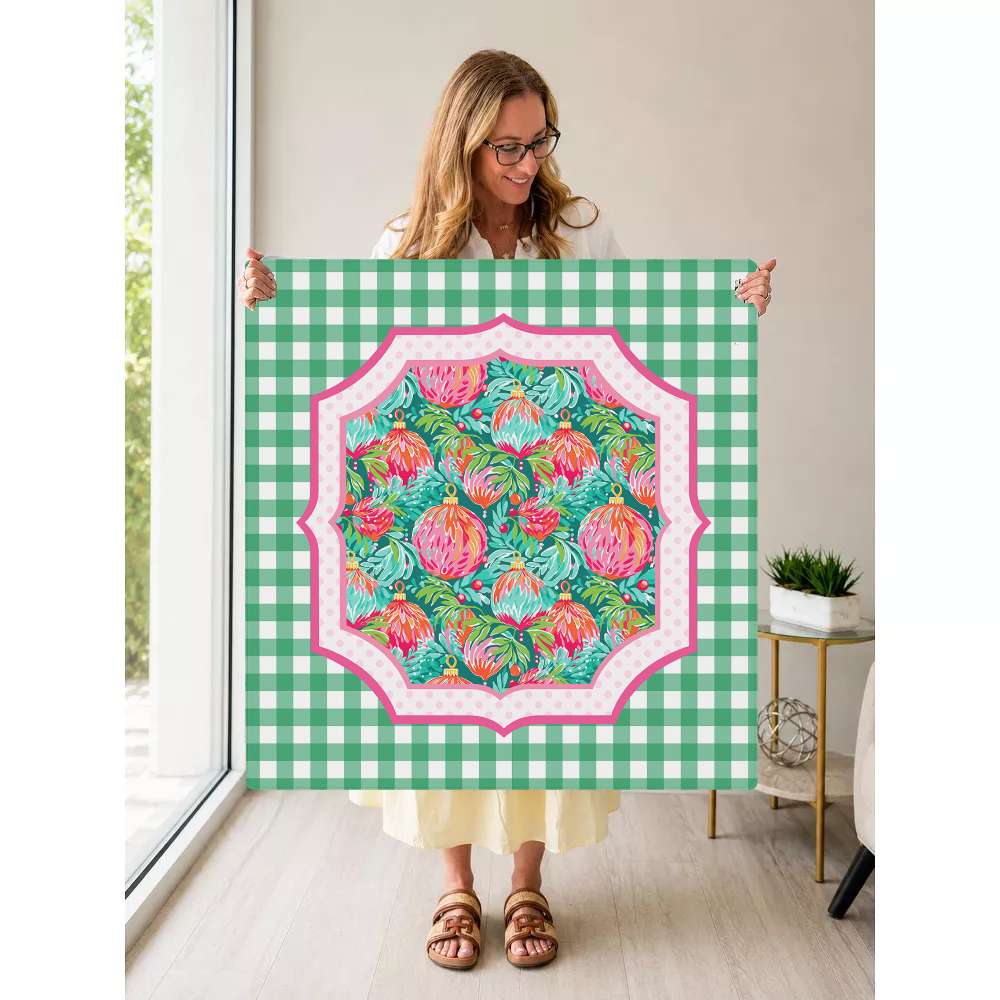 Gingham Jingle mahjong mat — Held Mat Portrait