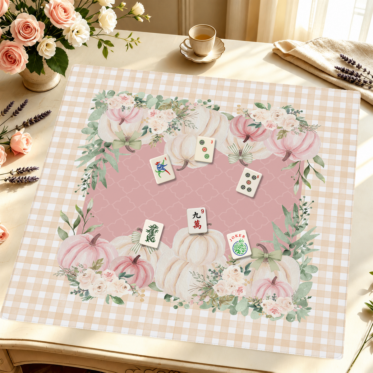 Gourdgeous in Pink mahjong mat — Styled Tile Table