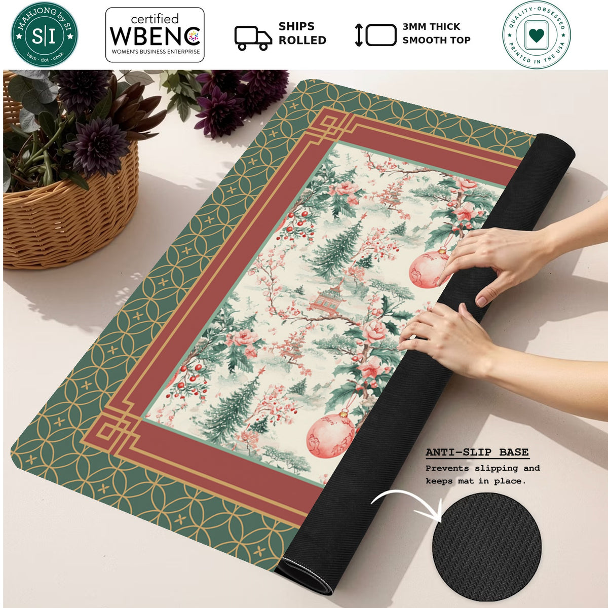 Mahjong by SI™ Jolly Pagoda Mahjong Mat — Rolled Mat Feature Image [rolled-feature-square]