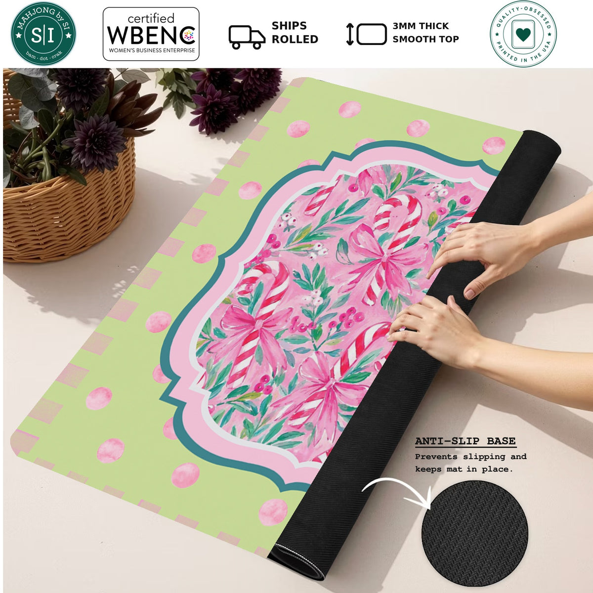 Mahjong by SI™ Peppermint Pretty Mahjong Mat — Rolled Mat Feature Image [rolled-feature-square]