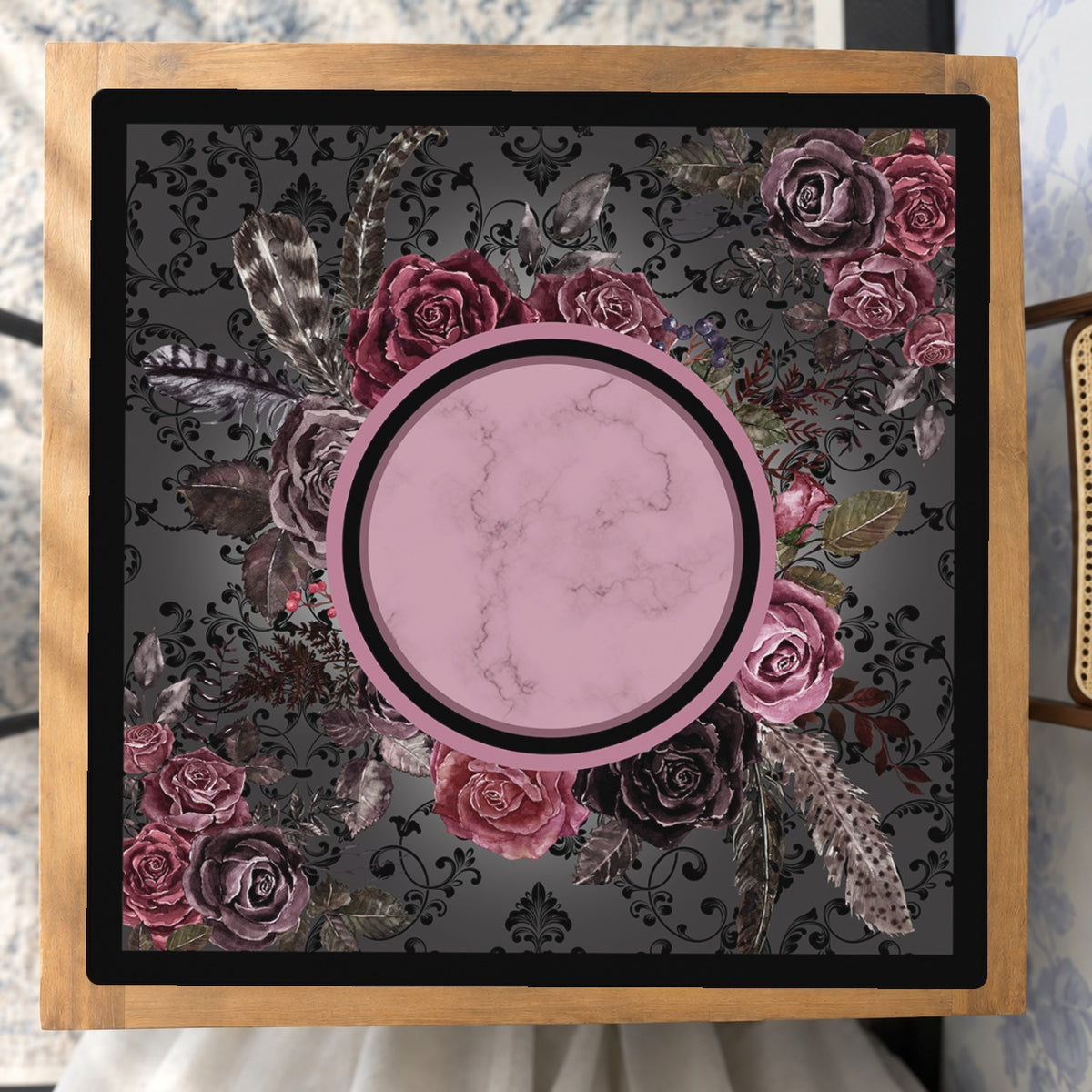 Mahjong by SI™ Rose All Gothic Mahjong Mat — Studio Overhead [studio-overhead-square]
