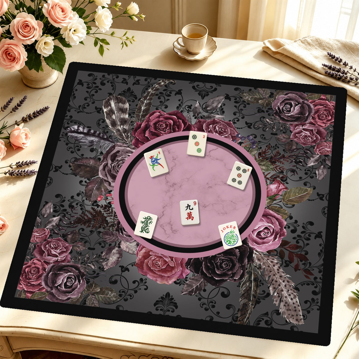 Mahjong by SI™ Rose All Gothic Mahjong Mat — Styled Tile Table [styled-tile-table-square]