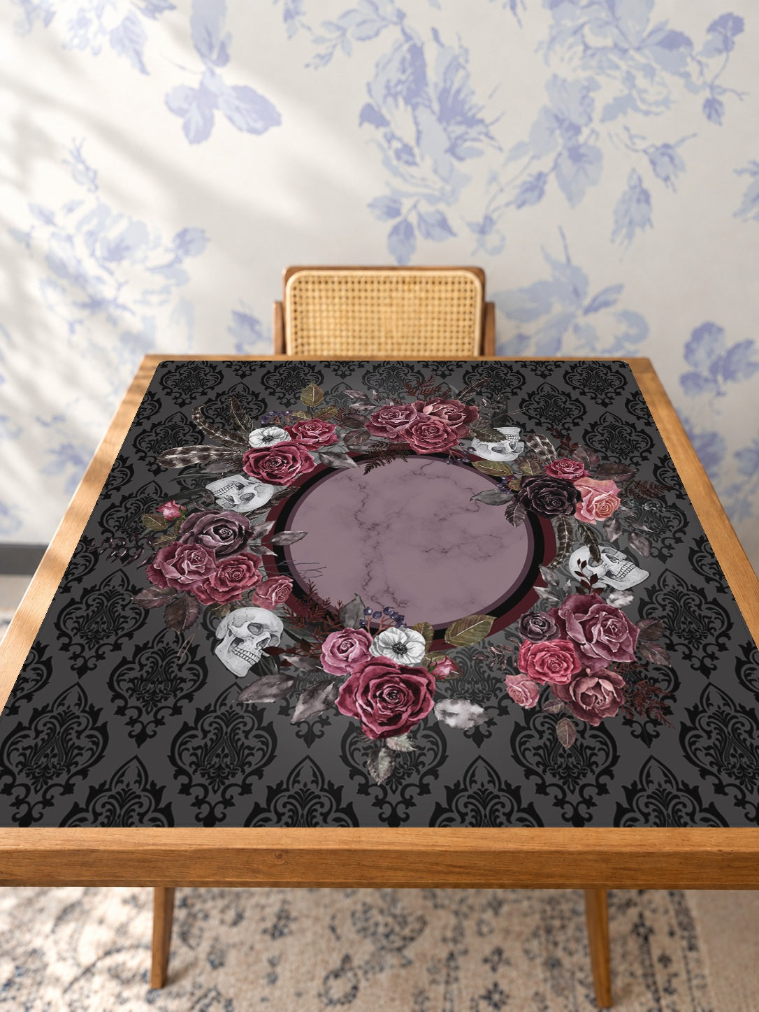 Mahjong by SI™ Till Death Bouquet Mahjong Mat — Studio Table Angle [studio-angle-square]