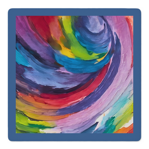 Brush Hour Blue Border mahjong mat by Mahjong by SI