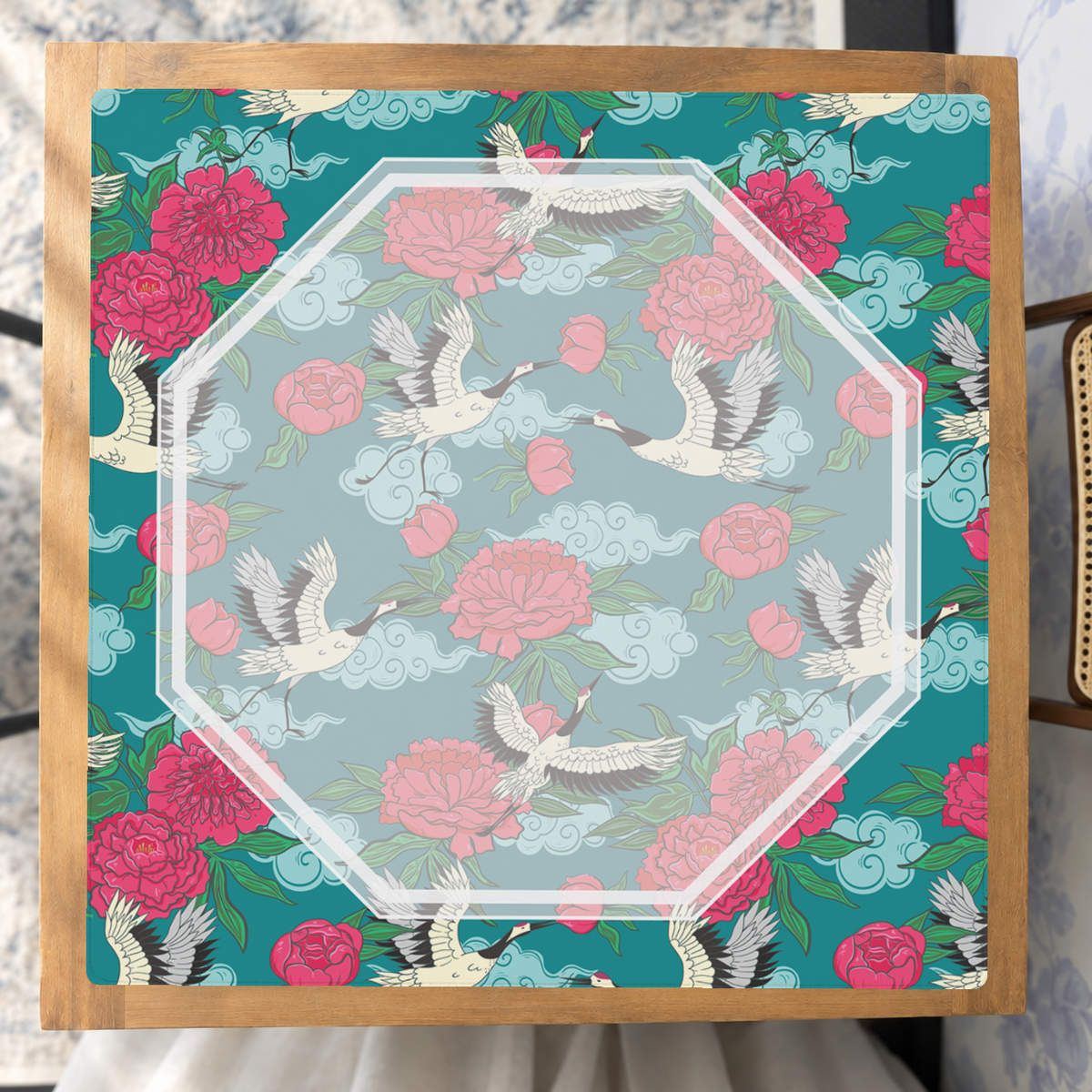 Mahjong by SI™ Crane Dance | Blue Mahjong Mat