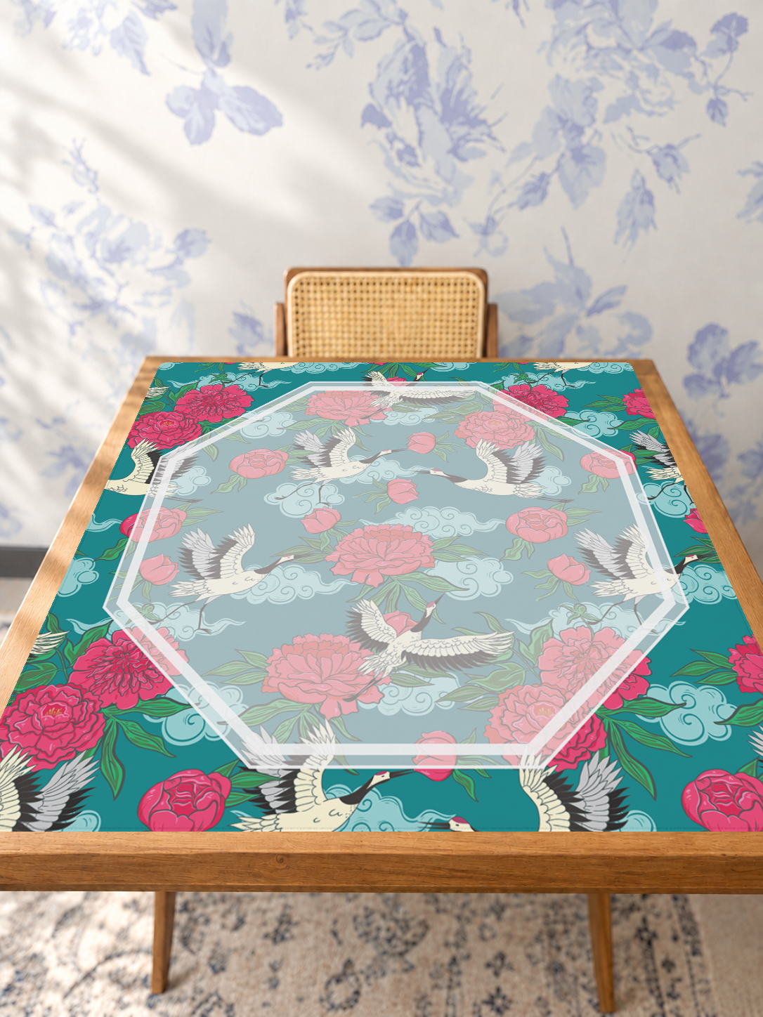 Mahjong by SI™ Crane Dance | Blue Mahjong Mat