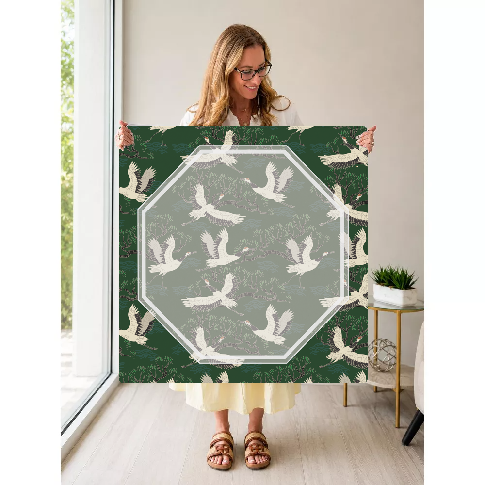 Mahjong by SI™ Crane Dance | Green Mahjong Mat