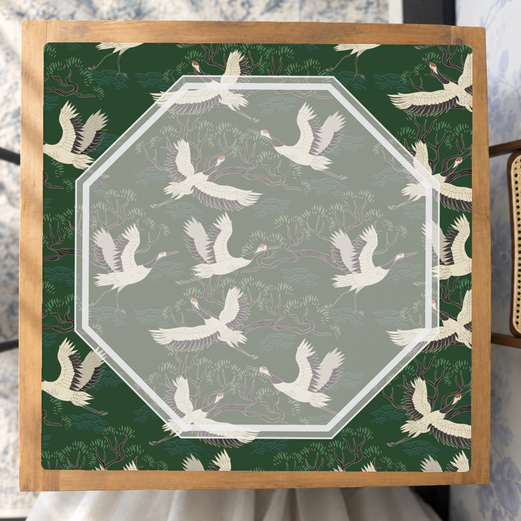 Mahjong by SI™ Crane Dance | Green Mahjong Mat