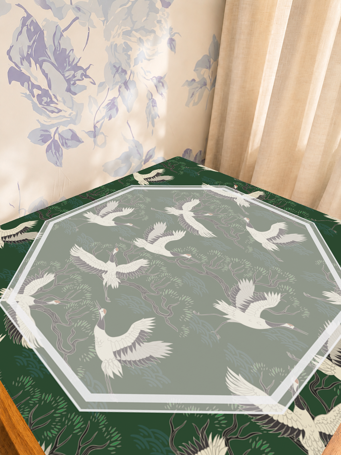 Mahjong by SI™ Crane Dance | Green Mahjong Mat
