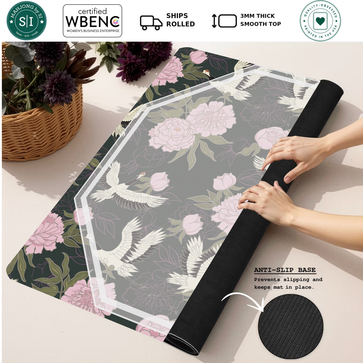 Mahjong by SI™ Crane Dance | Purple Mahjong Mat