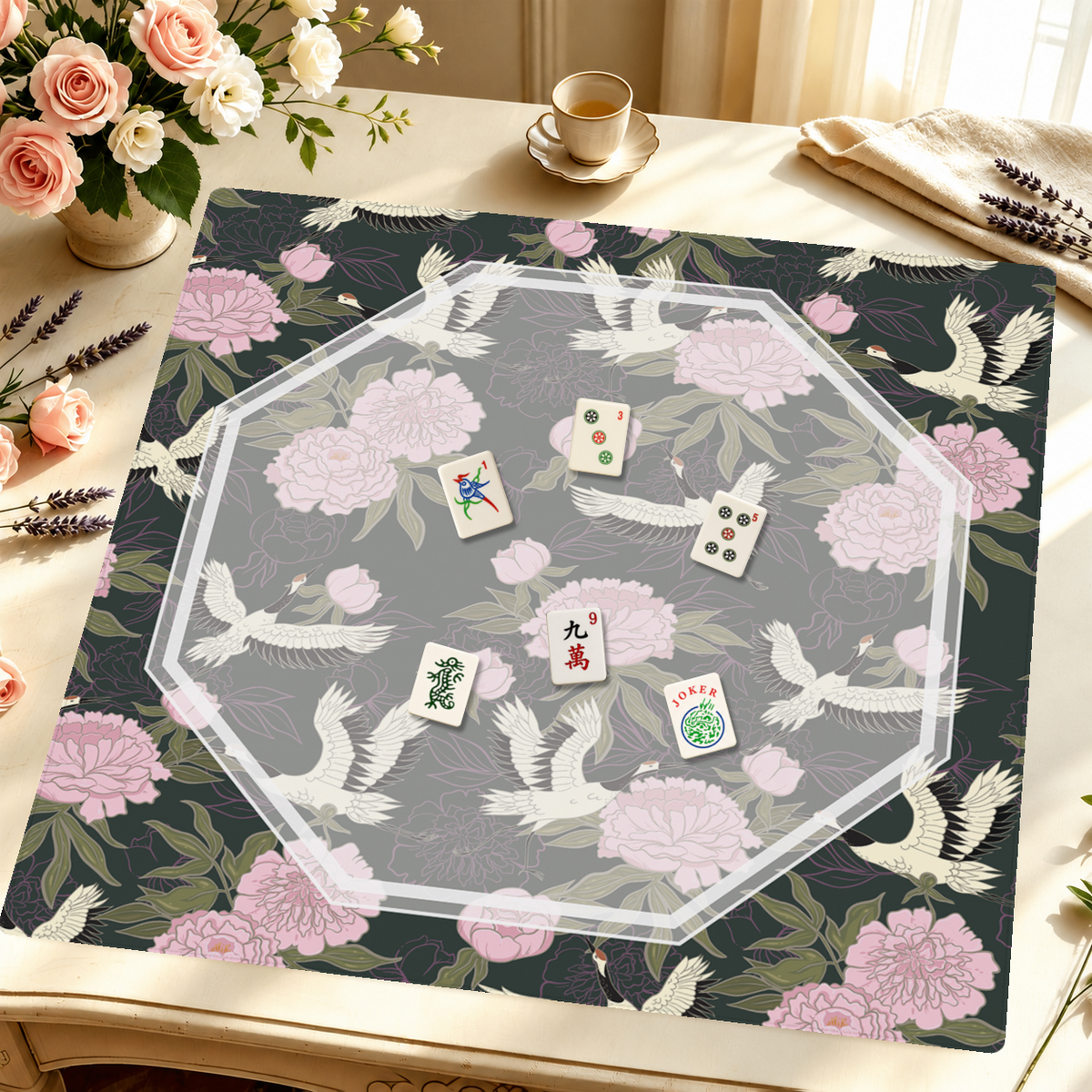 Mahjong by SI™ Crane Dance | Purple Mahjong Mat
