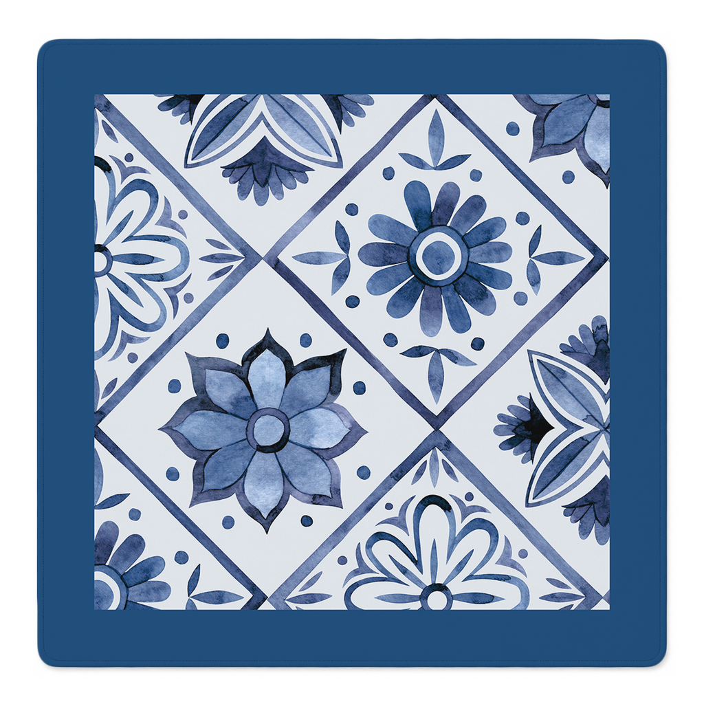 Flower Tile Power Blue mahjong mat by Mahjong by SI