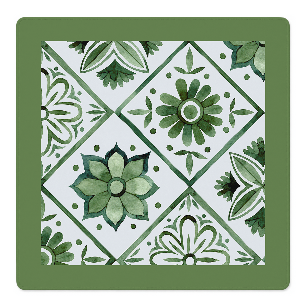 Flower Tile Power Green mahjong mat by Mahjong by SI